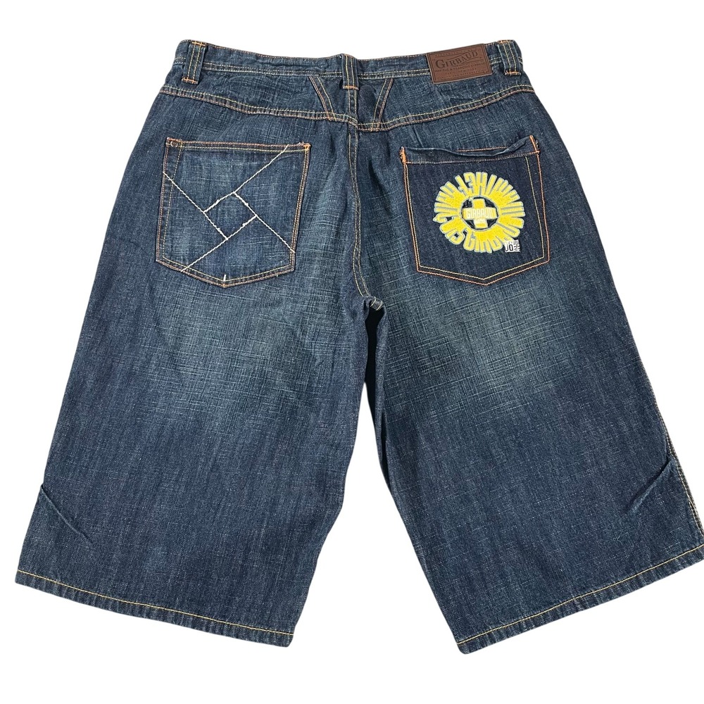 VTG Marithe Francois Girbaud Jean Shorts Jorts Men 34 Crazy Baggy Skater Embroid
